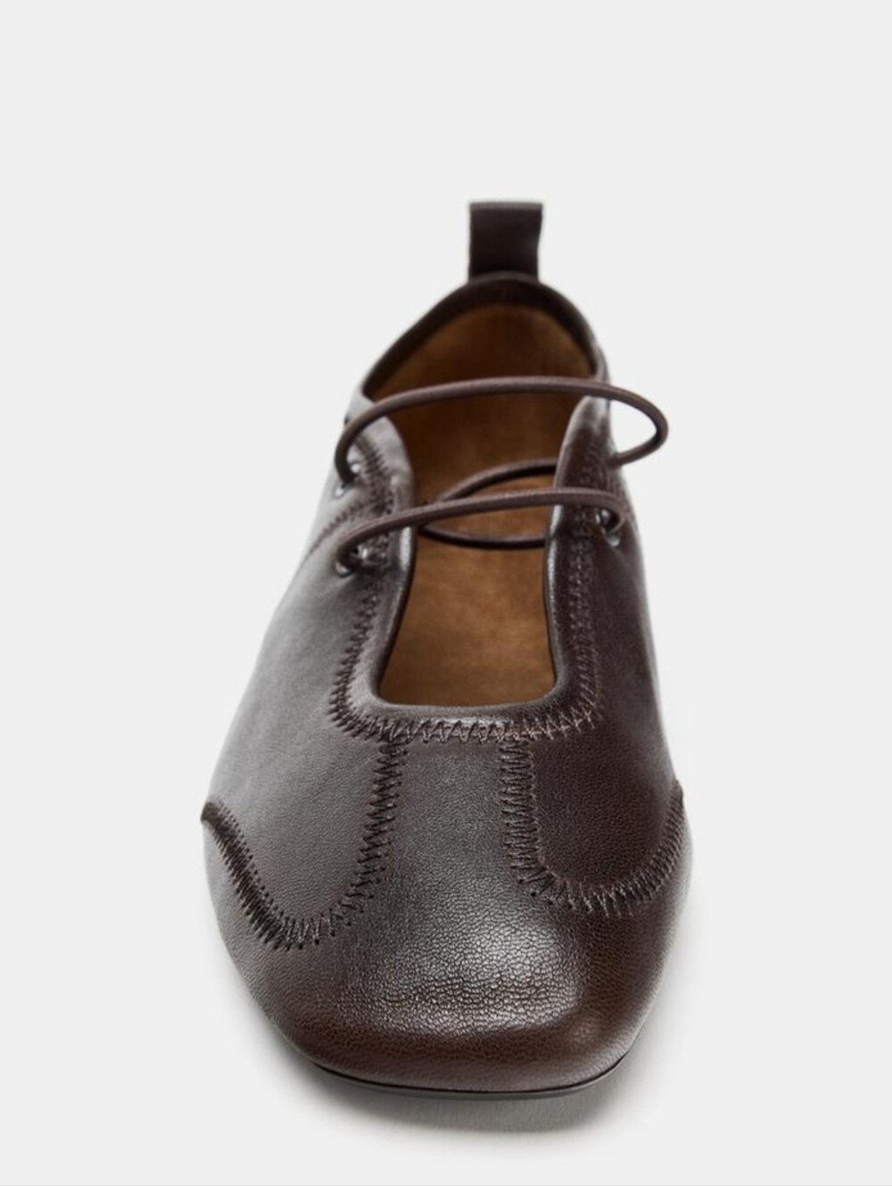 ZARA LEATHER LACE-UP BALLET SHOES SIZE 7/5 US - Picture 3 of 9